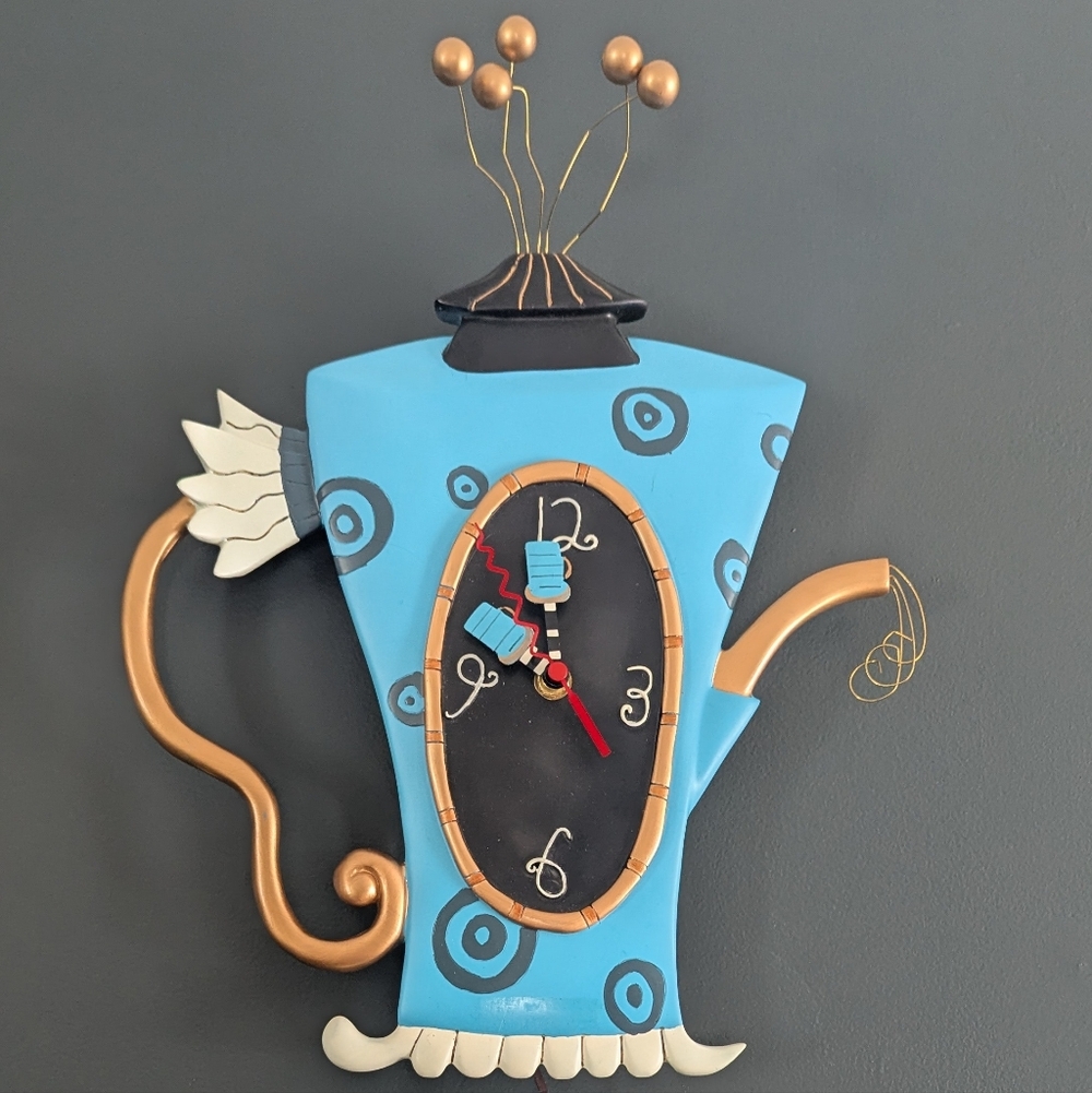 Whimsical Allen Designs Teapot Pendulum Clock